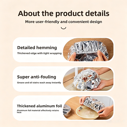 Home dining table & food container aluminum foil heat-retaining cover