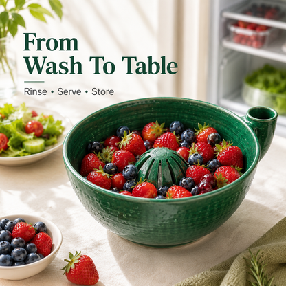 🥗 Self-Spinning Berry Washing Bowl – Effortless Fruit Cleaning & Serving Made Easy