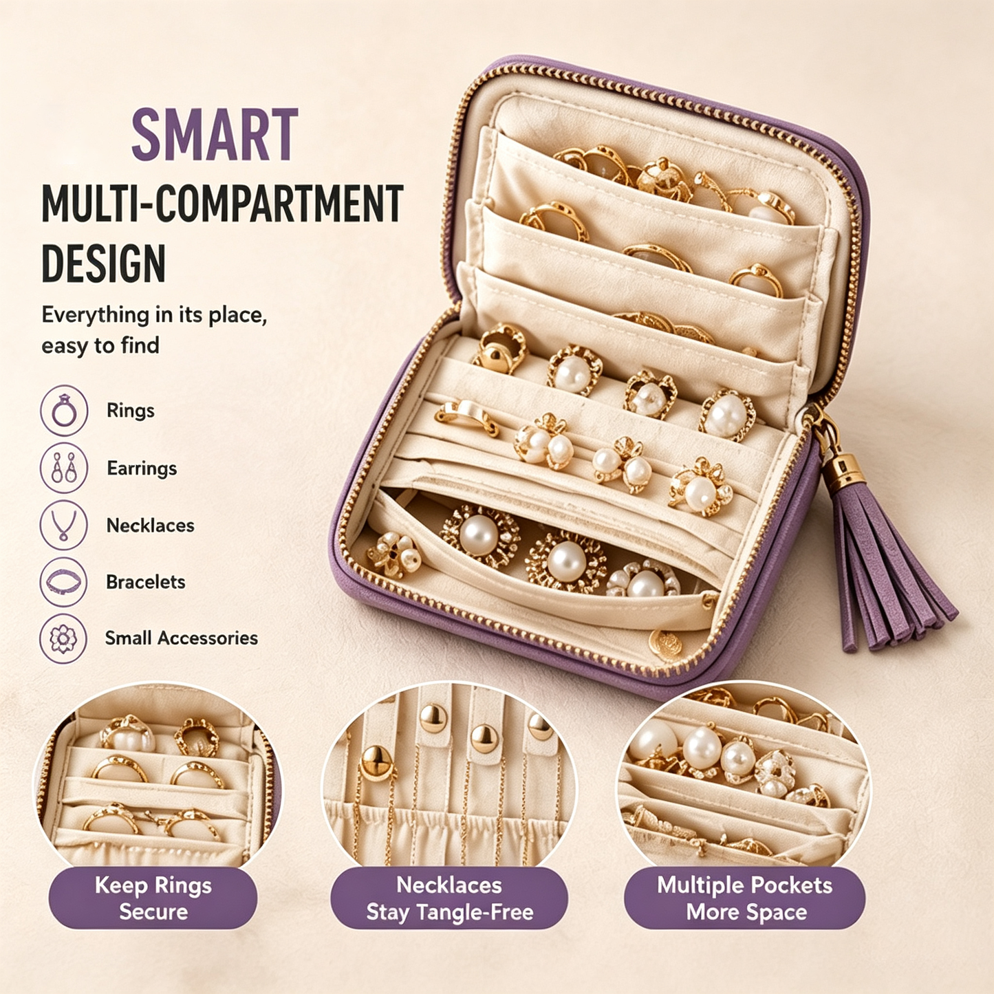 BUY 1 GET 1 FREE 🔥Jewelry zippered pocket case Travel Jewelry Bag Portable Organizer