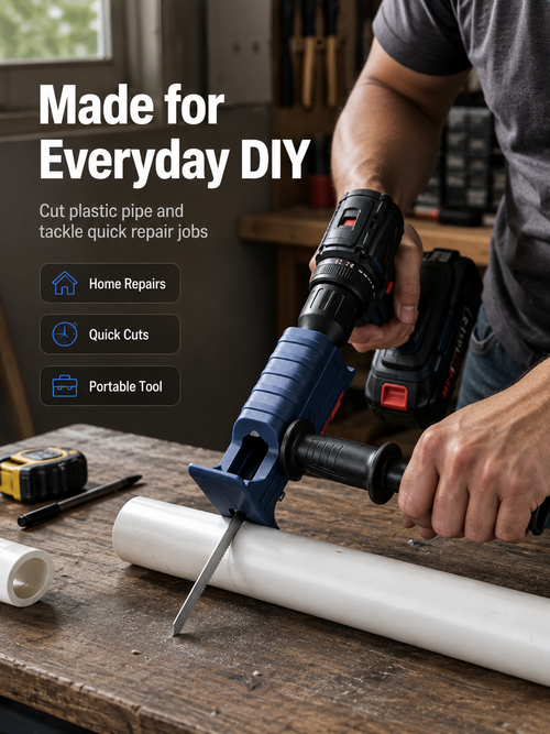 Drill to Reciprocating Saw Adapter, Electric Drill Conversion Attachment with 5 Saw Blades