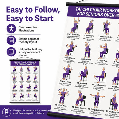 🔥LAST DAY 60% OFF🧘‍♀️☯Tai Chi Chair Workout Chart for Seniors (16 x 24 inches)