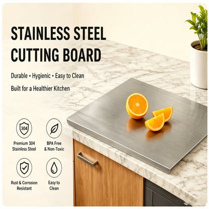 🔥🥩 SteelGuard™ Stainless Steel Chopping Board  ✨