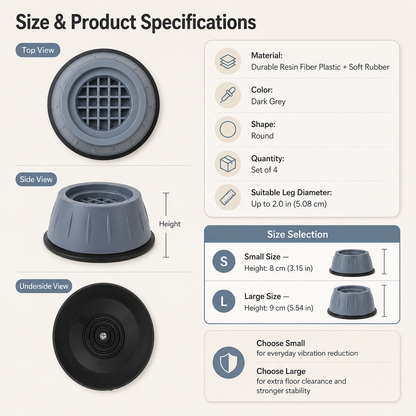 Noise Cancelling & Non-Slip Anti Vibration Rubber Foot Pads Washing Machine Stopper Set of 4