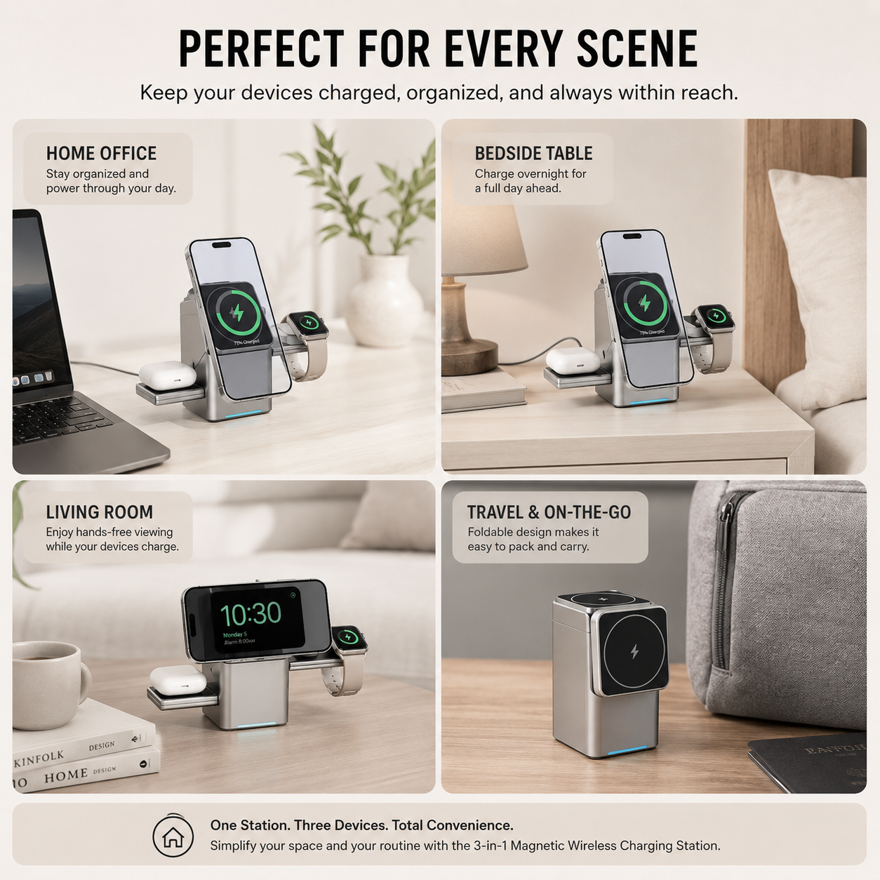 3-in-1 Magnetic Wireless Charging Station