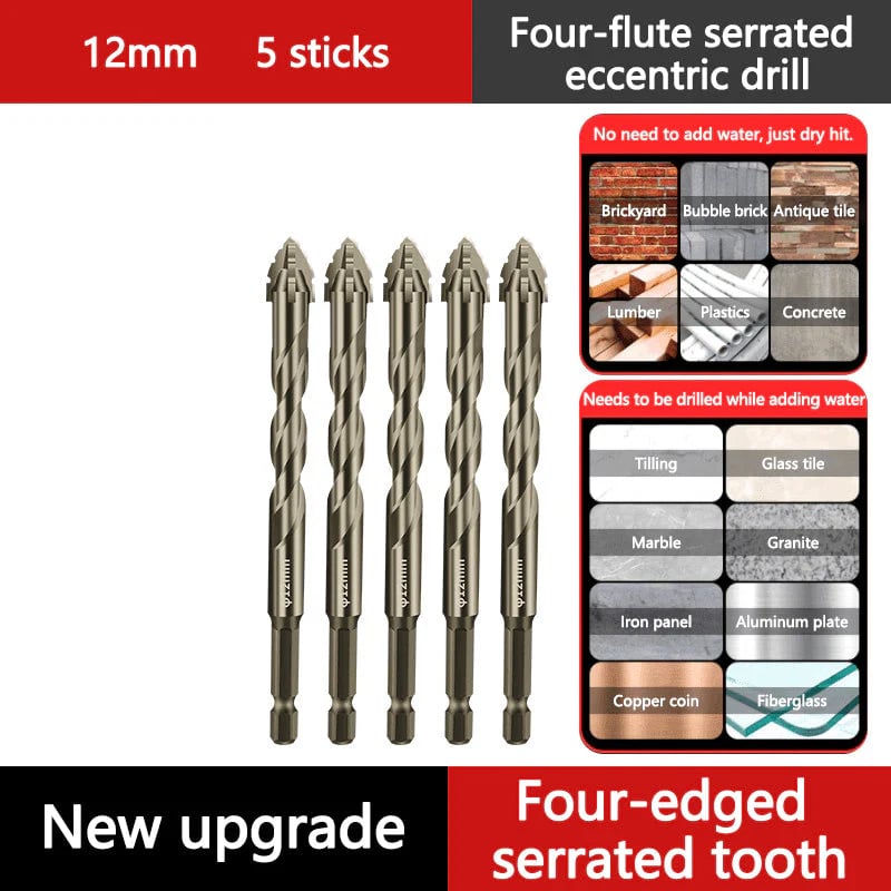 🔥LAST DAY SALE 49% OFF🔥High-Strength 4-Flute Serrated Eccentric Drill Bit Kit
