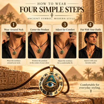 Egyptian Eye Round Glass Pendant Necklace