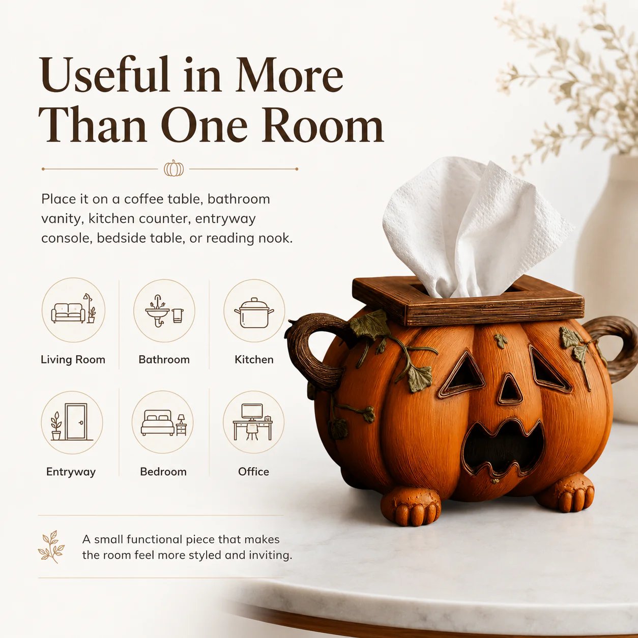 🎃 Pumpkin Halloween Tissue Box Cover-Turn Your Everyday Tissue Box Into A Spooky Fall Decoration