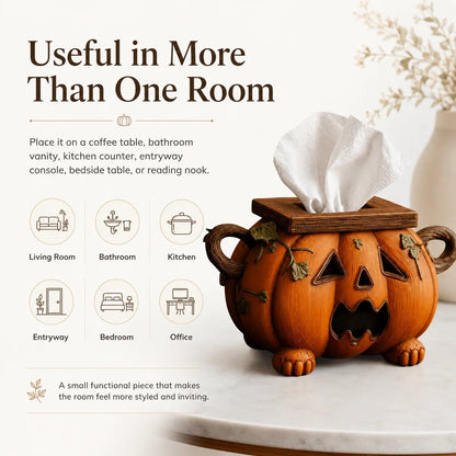 🎃 Pumpkin Halloween Tissue Box Cover-Turn Your Everyday Tissue Box Into A Spooky Fall Decoration