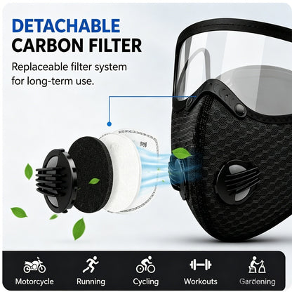 😷🚴‍♂️AirGuard Pro™ Carbon Filter Dust Mask | Breathable • Reusable • Adjustable Protection
