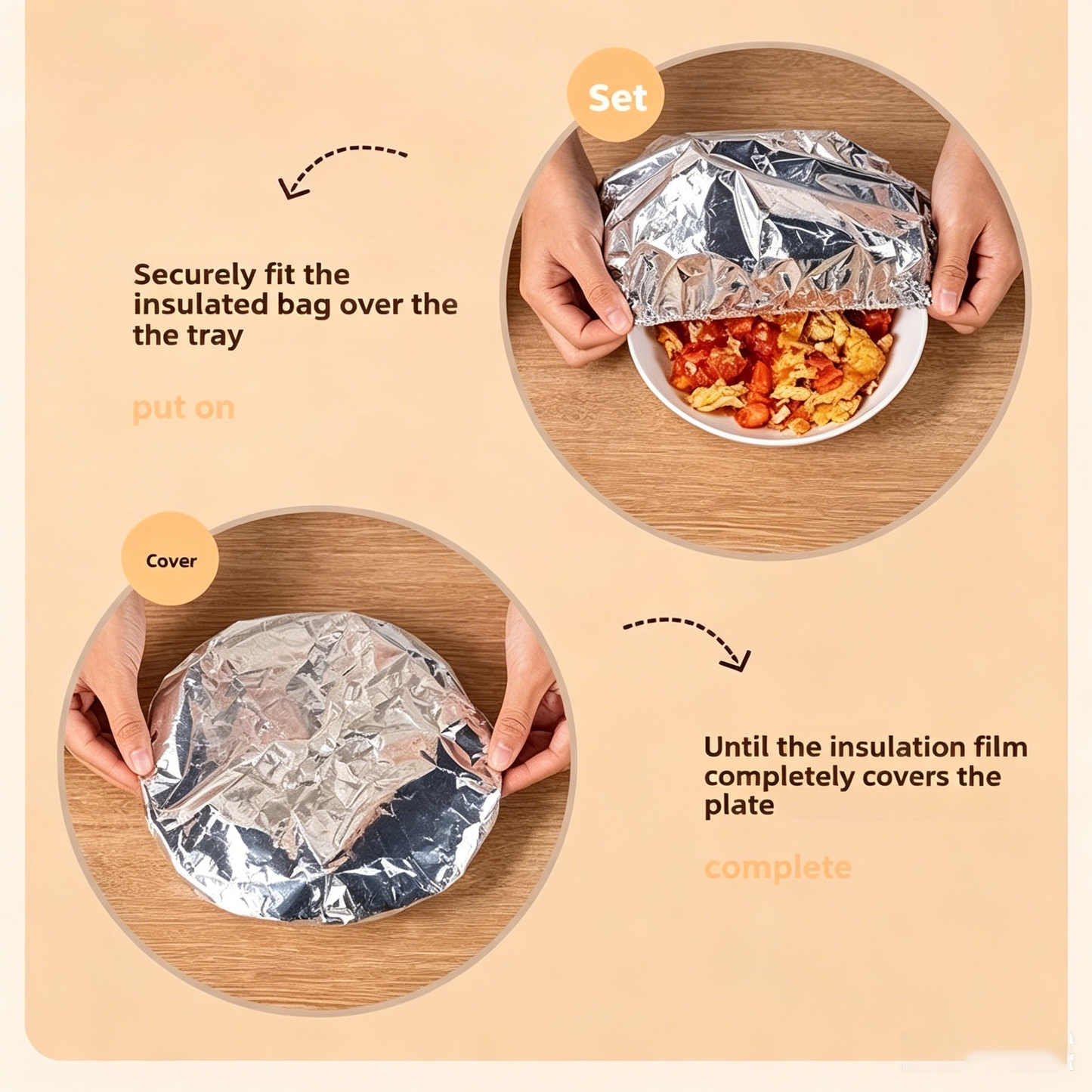 Home dining table & food container aluminum foil heat-retaining cover
