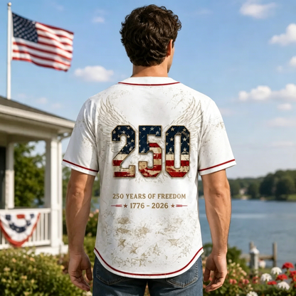 🦅⚾Men's USA 250th Anniversary Baseball Jersey Patriotic American Flag Eagle Button Down Shirt 1776-2026
