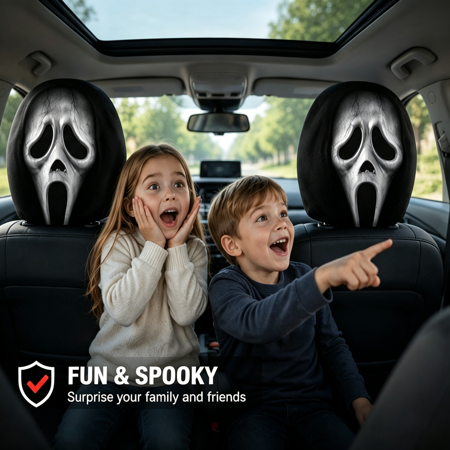 💥New Launch | Quirky Black Skull Car Headrest Cover