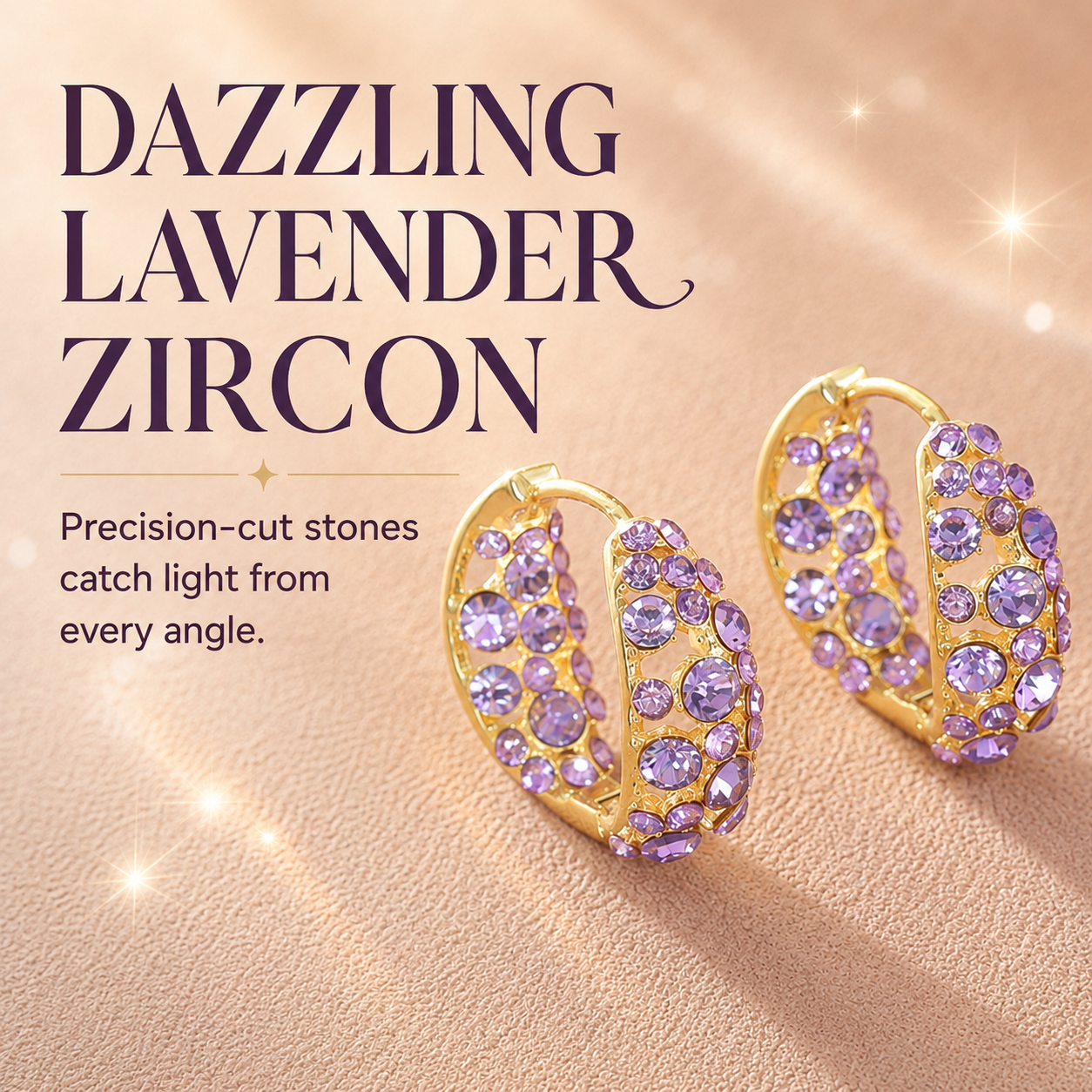 💜 Sparkling Light Purple Zircon Huggie Hoop Earrings