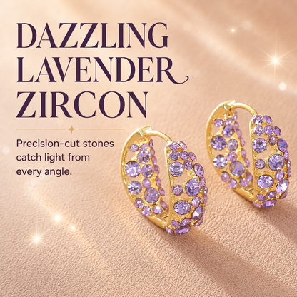 💜 Sparkling Light Purple Zircon Huggie Hoop Earrings