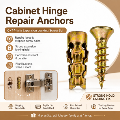 🔩 6×14mm Short Expansion Screw Set for Cabinet Hinge Repair & Stripped Thread Restoration