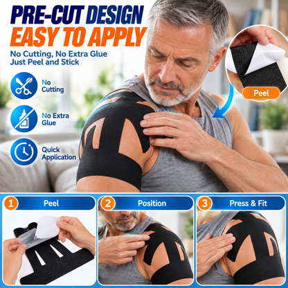💪 Precut Kinesiology Tape – Senior Shoulder Support 🩹Muscle Strain Relief & Daily Mobility Care for Older Adults 🌿🏃