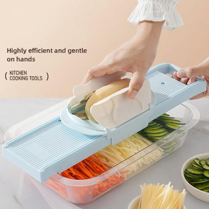 2-in-1 Multi-Function Handheld Slicer and Shredder, suitable for various vegetables and meats.