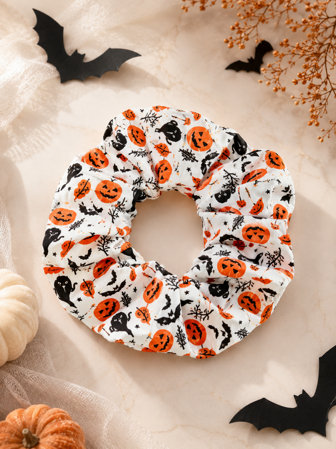 🎃 Hand-Illustrated Halloween Scrunchie Collection