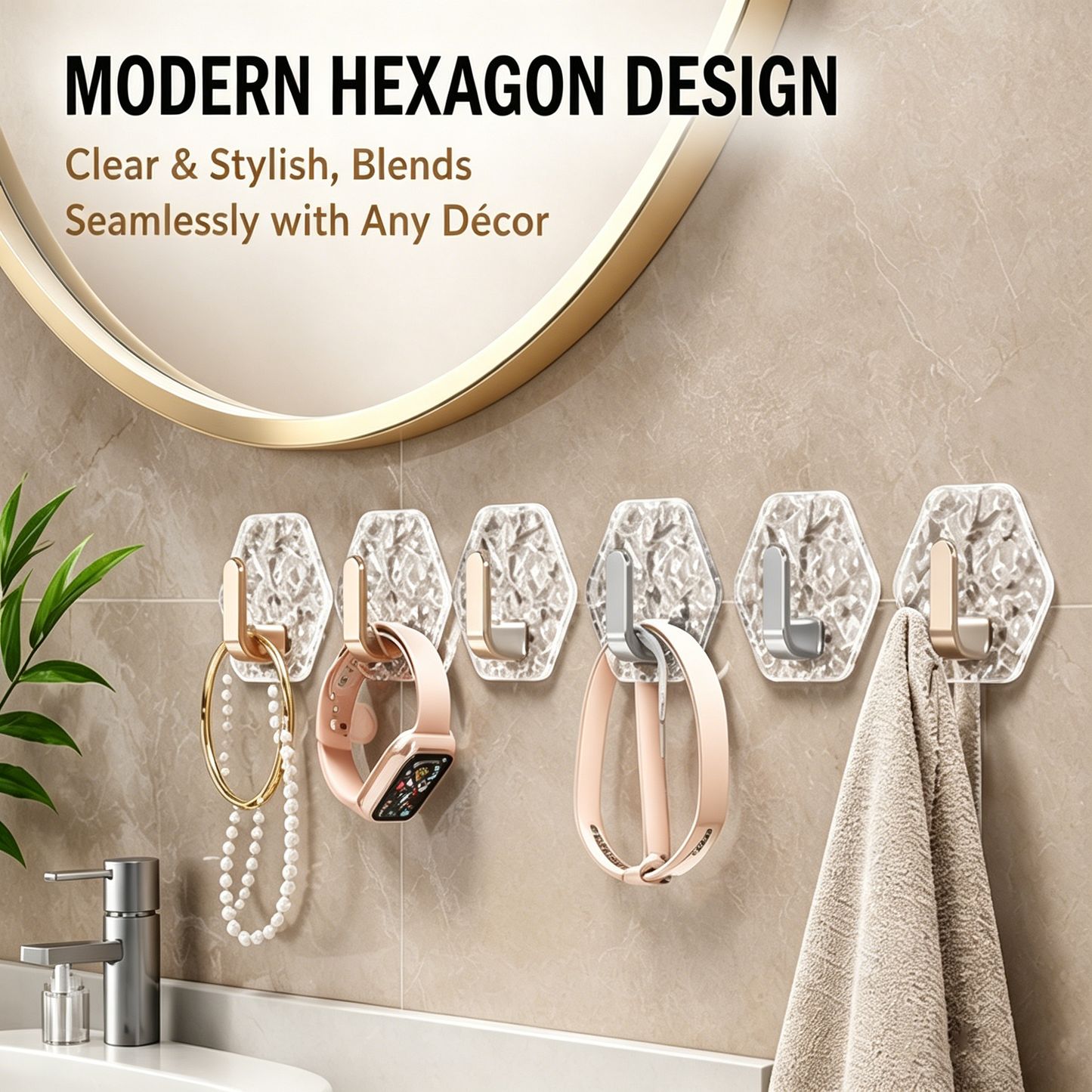 🔥Hot Sale | 10PCS Modern Hexagon Adhesive Hooks