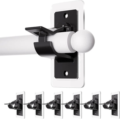 6 Pack Self Adhesive Rod Brackets, No Drill Needed Curtain Rod Holders