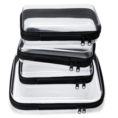 🌟Clear Organizer Storage Box 🌟4PCS Clear Hard Zipper Case PVC Plastic Clear Storage Containers
