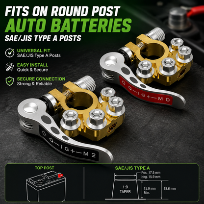 🔋 4-Way Battery Terminal Connectors | 12V & 24V Car & Truck Battery Clamps