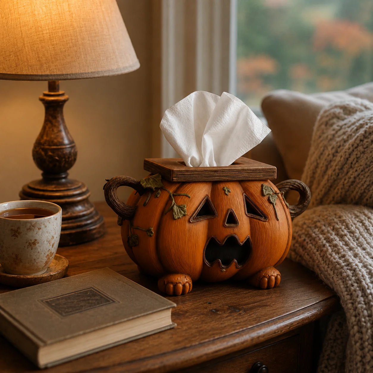 🎃 Pumpkin Halloween Tissue Box Cover-Turn Your Everyday Tissue Box Into A Spooky Fall Decoration