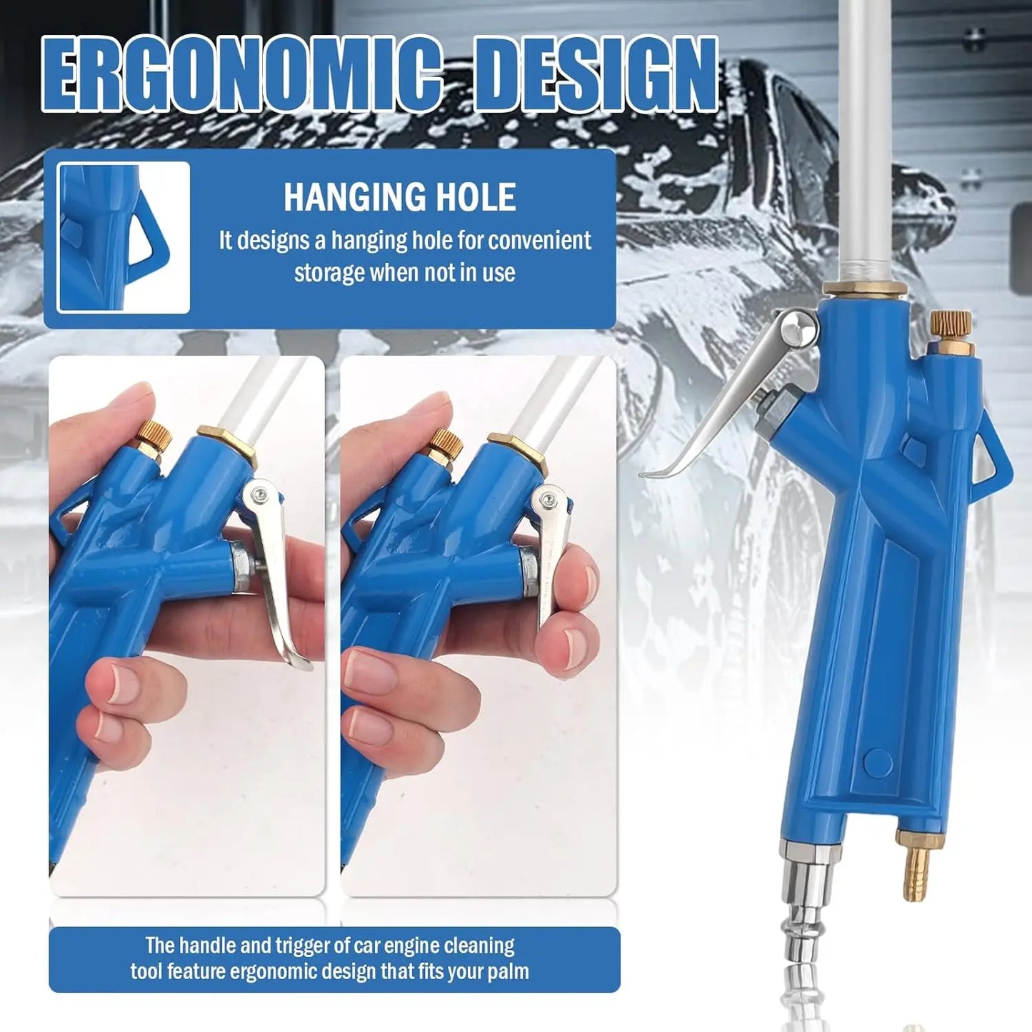 Heavy-Duty Pneumatic Air Blow Gun 💨 | Industrial Metal Air Cleaner for Engine & Tight Spaces