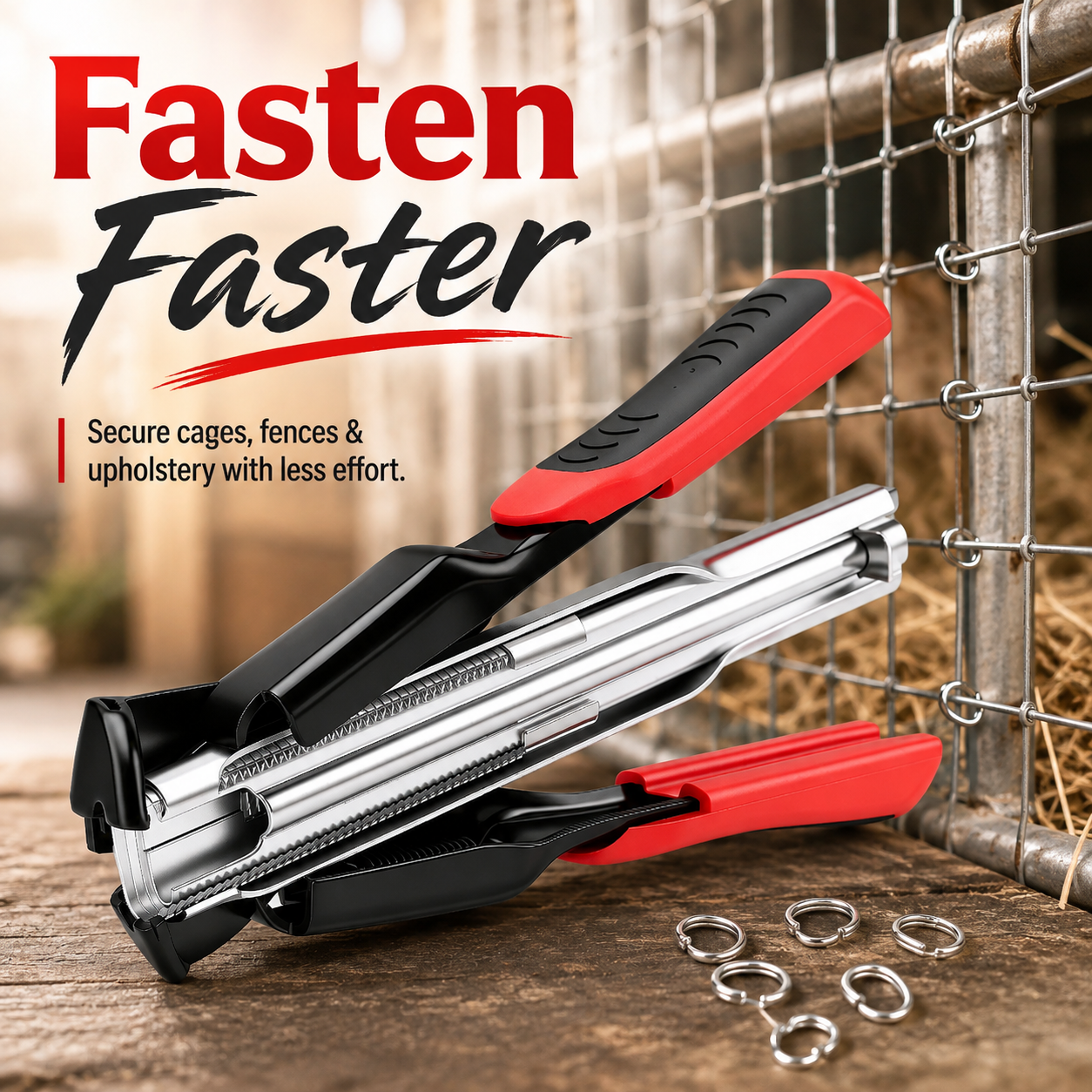 🐷 Hog Ring Pliers Kit – 100/2500PCS C Clips & 3/4" Staples for Fencing, Pet Cages, Upholstery & Car Seat Repair 🔧