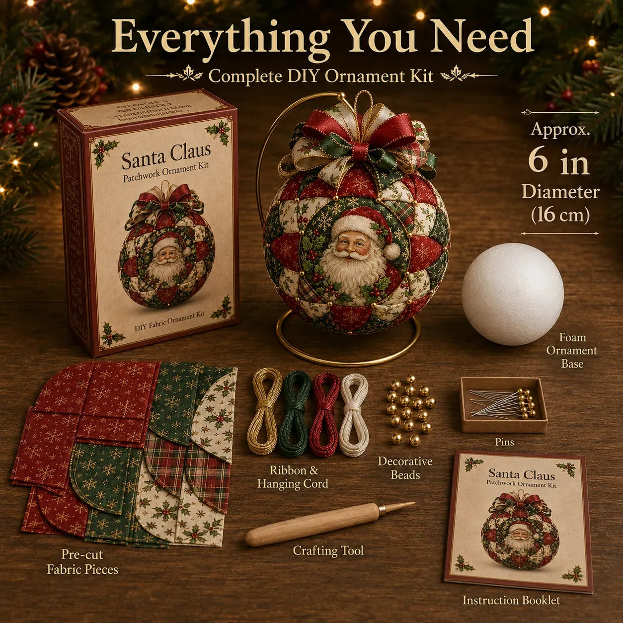 ❤️Beginner-Friendly🎄Christmas Classics Patchwork Ornament DIY Kit