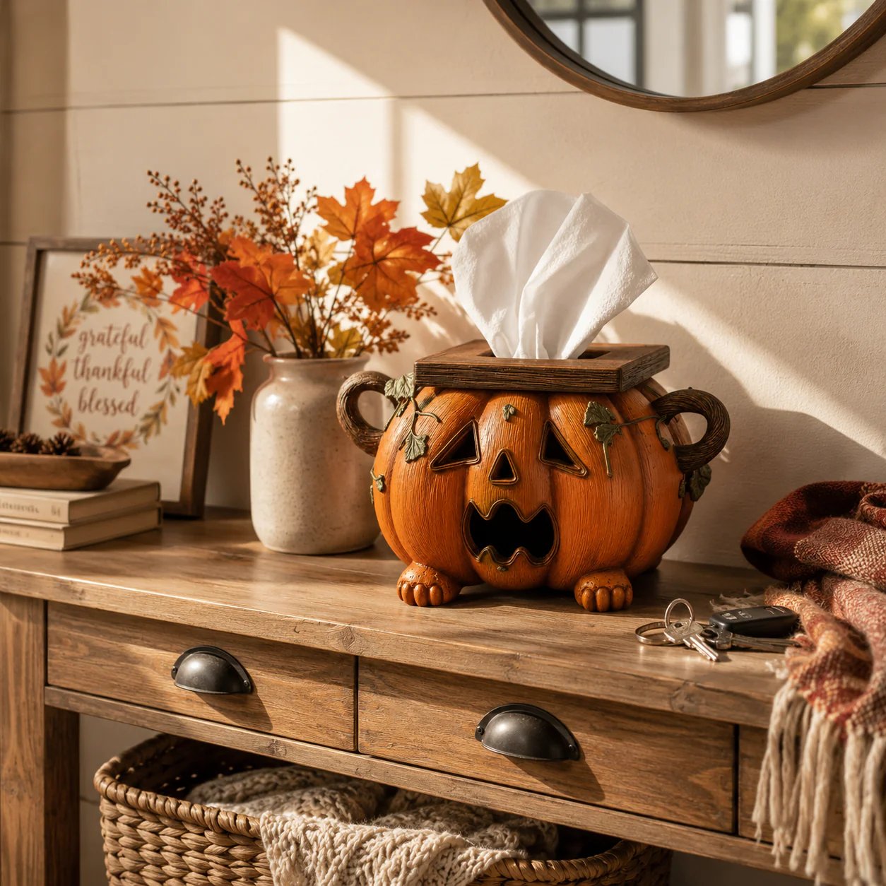 🎃 Pumpkin Halloween Tissue Box Cover-Turn Your Everyday Tissue Box Into A Spooky Fall Decoration