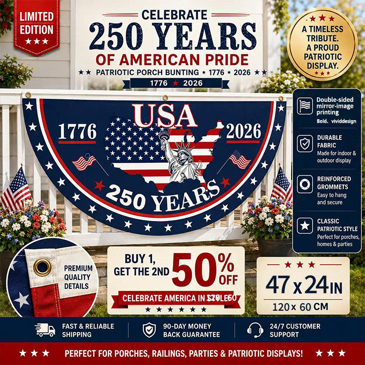 Flash Sale 60% OFF⭐Veteran Made - USA 250th Anniversary Flag Half Round Banner🦅