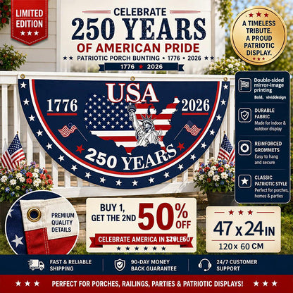 Flash Sale 60% OFF⭐Veteran Made - USA 250th Anniversary Flag Half Round Banner🦅
