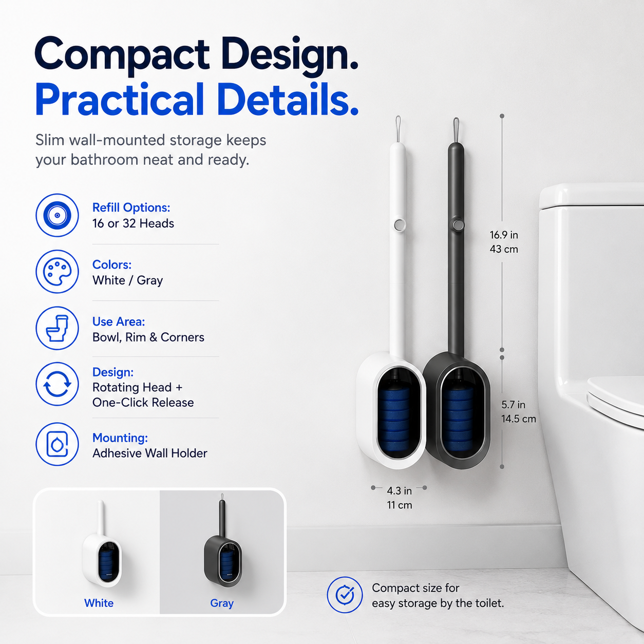 Disposable Toilet Brush Kit | No-Touch Toilet Cleaner
