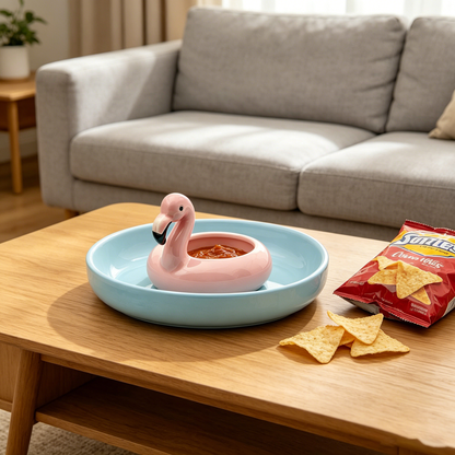 Flamingo Pool Float Chip and Dip Platter