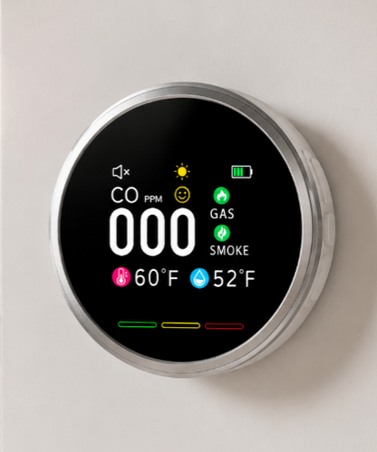 🚨 Smart 6-in-1 Gas Detector – CO Smoke & Gas Leak Alarm With LCD Display