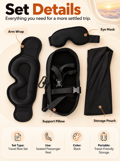 ✈️ Arm-Wrapping Travel Sleep System – Wraparound Comfort & Eye Coverage