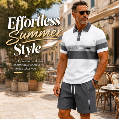 🔥Men's Casual Polo Shorts Set
