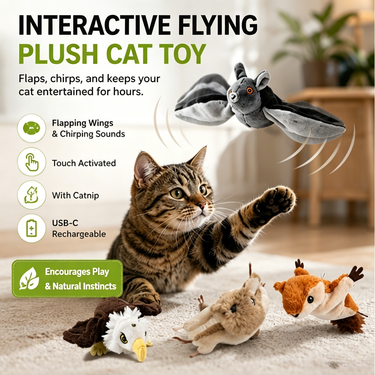 🔥Hot Seller | Interactive Flapping Bat Cat Toy