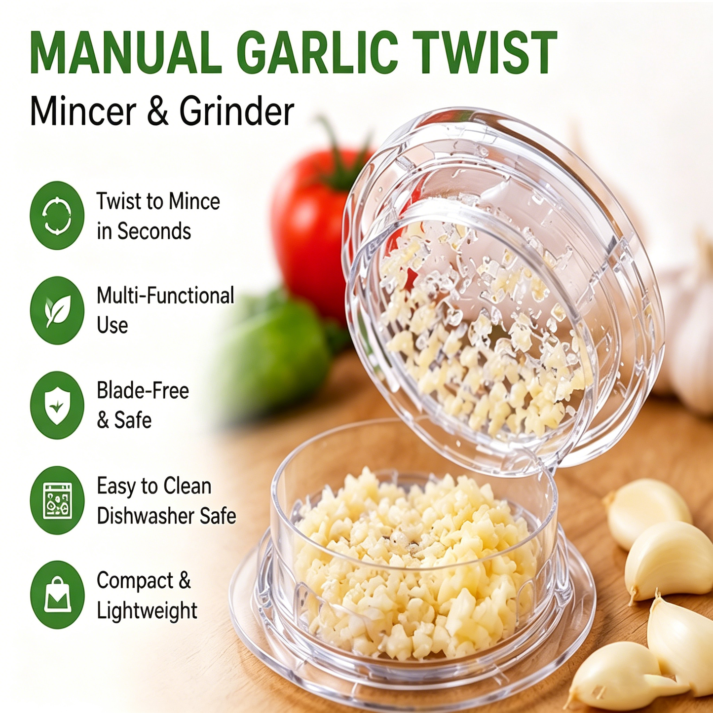 🧄Transparent manual garlic grinder(2PCS)