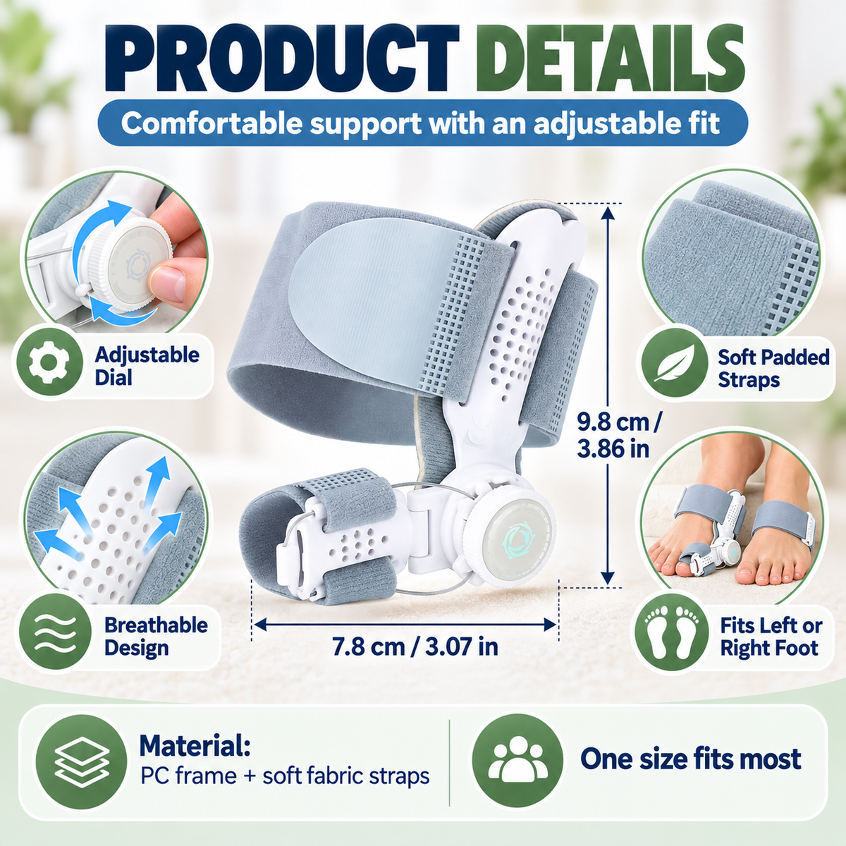 🦶 Bunion Corrector – Adjustable Toe Splint Support, Comfortable Foot Alignment Brace for Left & Right Feet