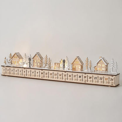Wooden Village Advent Calendar With Led Glow