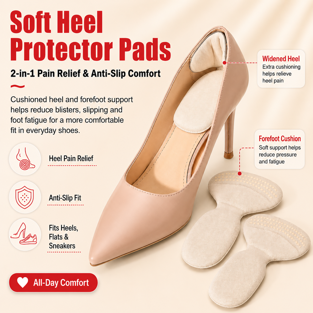 Soft Cushion Heel Liners – Anti-Slip Heel Protectors for Better Shoe Fit & Comfort