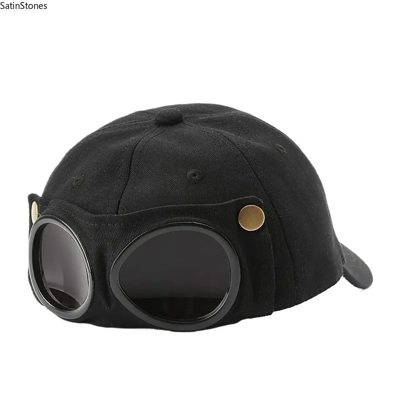 🧢 Korean-Style Pilot Cap – Curved Visor, Glasses-Ready