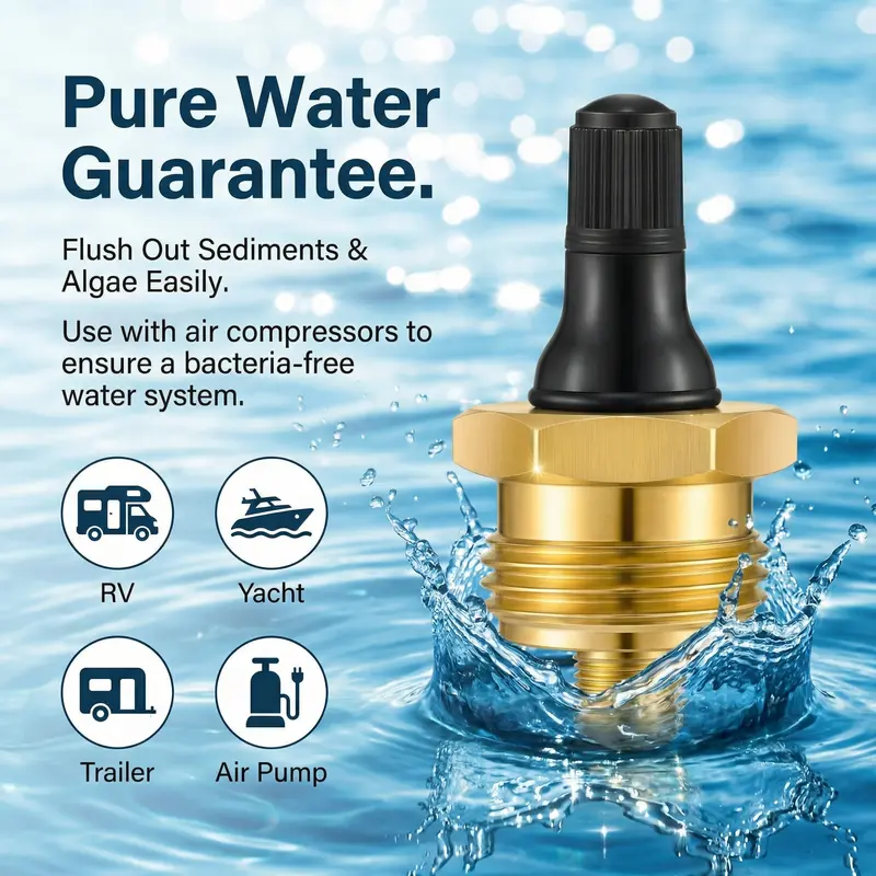 2-PCS RV Water Line Blowout Plug – Brass Air Compressor Winterizing Adapter for RV, Camper, Trailer & Boat Plumbing Systems