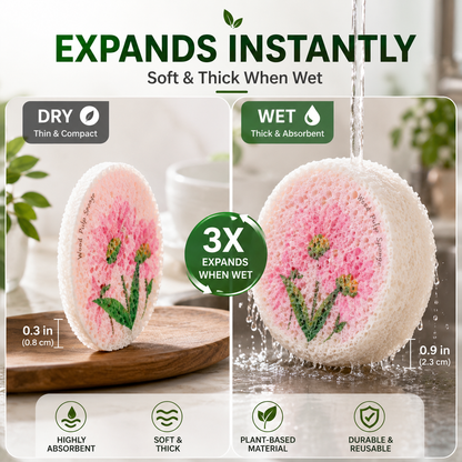 🌿 6pcs Water-Activated Disposable Cleaning Sponge | Natural Wood Pulp Foam Scrubber