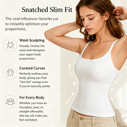 🔥Women's Summer Sexy Slim Fit Ribbed Tank Top with Built-in Bra, ✨U-Neck Sleeveless Casual Crop Top for Hot Girl Aesthetic⏳-LP
