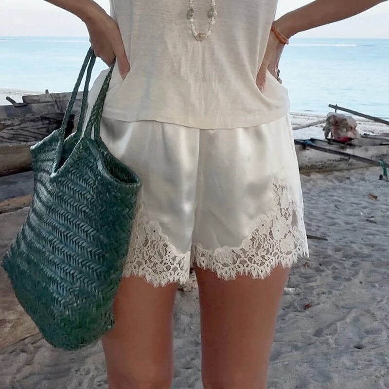 🔥Hot Sale 49% off❤️Satin Silk Lace Shorts for Women
