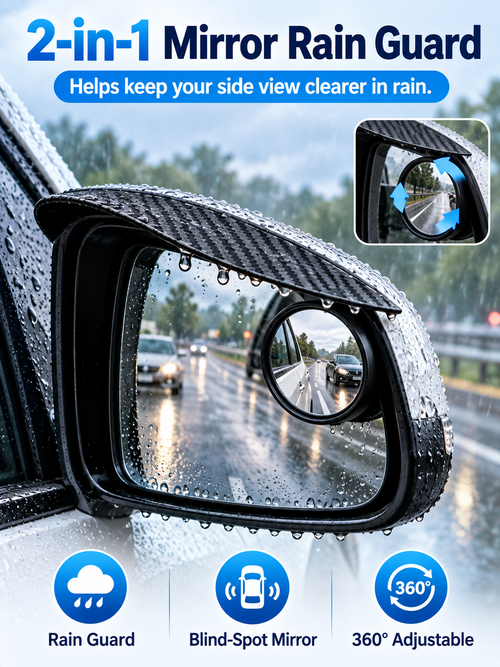 🚗 Auto Safety Deal – 2-Piece Round Mirror Rain Guards 🌧️ 360° Auxiliary Blind-Spot Visors for Clearer Rearview Visibility & Driving Protection ✨