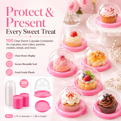100 Pack Mini Dessert Containers with Dome Lids